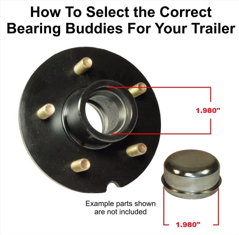 Bearing Buddy (4) 1.980 Boat Trailer Genuine CHROME with Protective Bra & Auto Check 1980A 42202 (2 Pairs)