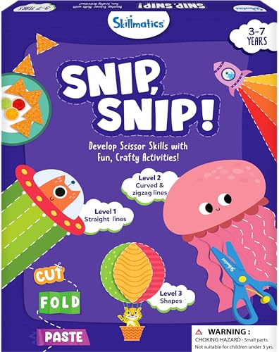 Skillmatics Art & Craft Kit - Snip, Snip Animals, Practice Scissor Skills with Activity Book, Fun & Creative, Gifts for Toddlers, Girls & Boys Ages 3, 4, 5, 6, 7