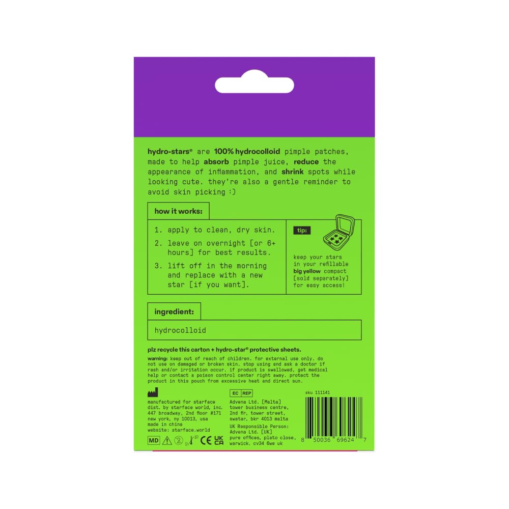 Starface Party Pack Big Pack Hydro-Stars, Colorful Hydrocolloid Pimple Patches, Absorb Fluid and Reduce Redness, Cute Star Shape (96 Count)