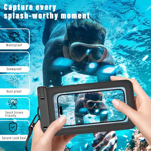 2 Pcs Waterproof Phone Pouch, Universal IPX8 Waterproof Phone Case for iPhone 15 pro max 14 13 12 11 Plus XS XR Samsung S24 S23 up to 6.8'', Water Proof Dry Bag for Swimming Kayak Beach Vacation