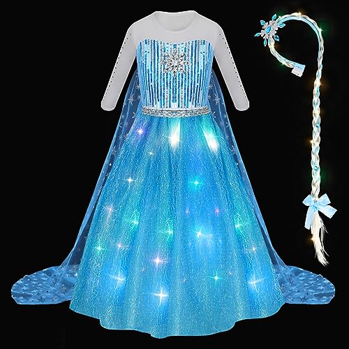 Meland Princess Dresses for Girls - Princess Costume with Long Cape for Cosplay, Dress Up Clothes for Little Girls Age 3,4,5,6,7,8 Year Old(3-4 Years)