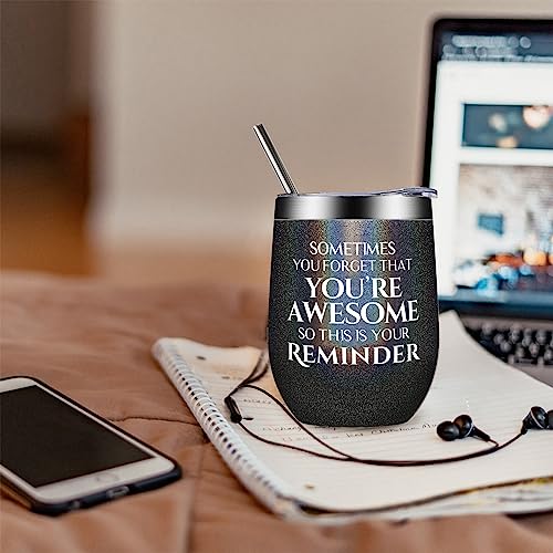 ELEGANTPARK Inspirational Gifts for Women Men Sometimes You Forget You're Awesome Coffee Mug Thank You Gifts for Teacher Employee Birthday Christmas Gifts for Her Mom Dad Wife Tumbler Black 14OZ