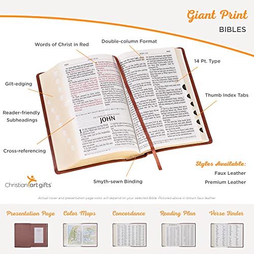 KJV Holy Bible, Giant Print Full-size Faux Leather Red Letter Edition - Thumb Index & Ribbon Marker, King James Version, Pink (KJV Giant Print Full Size Bible)