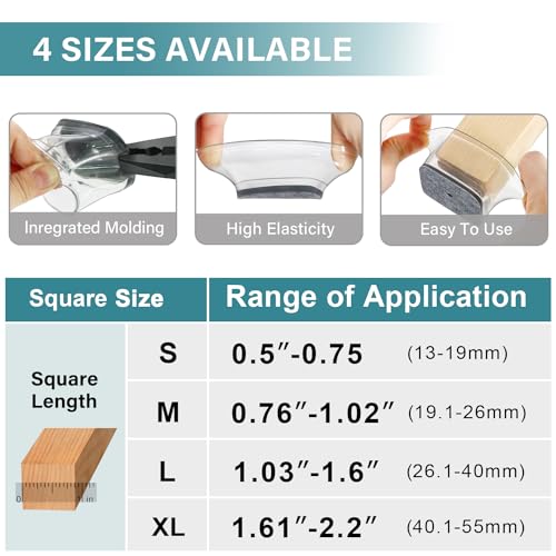 24 Pcs Chair Leg Floor Protectors, Silicone Felt Furniture Leg Pads Caps Covers for Hardwood Floors (Fit:0.5“-0.89”)