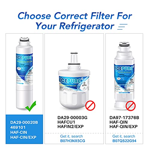 ICEPURE DA29-00020B Refrigerator Water Filter Replacement for Samsung DA29-00020B, DA29-00020A, HAF-CIN,RF263BEAESR, RF28HFEDBSR, RF261BEAESR, RF28JBEDBSG, DA97-08006A 1PACK