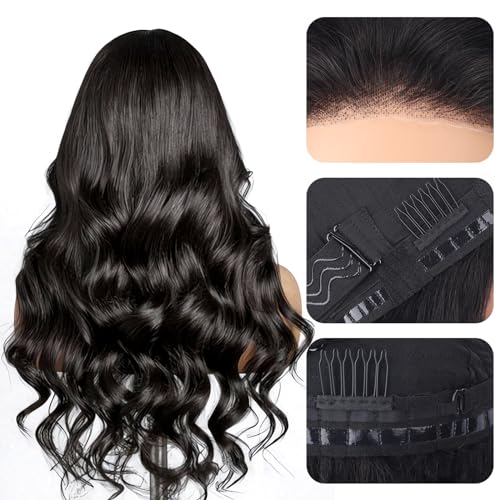 NVC Glueless Wigs Human Hair Pre Plucked Pre Cut 5x5 HD Lace Closure Wigs Human Hair for Women 180 Density Ready to Go Wig Body Wave Lace Front Wigs for Beginners (4/27 Color, 18 Inch)