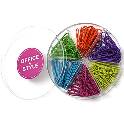 Office Style 28 mm Colored Paper Clips, 480-Pieces, Mixed, Medium (A1-28MM480PCSCLRPC)