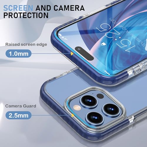 MATEPROX Compatible with iPhone 15 Pro Max Case, Clear Thin Slim Crystal Transparent Cover Shockproof Bumper Case for iPhone 15 Pro Max 6.7" 2023-Blue