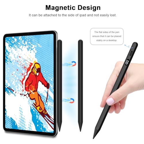 iPencil 2nd Generation, Pencil for iPad with Palm Rejection & Tilt Sensitivity, LED Power Display, Stylus Pen for iPad 6/7/8/9/10, iPad Air 3/4/5, iPad Mini 5/6, iPad Pro 11''/12.9''(2018-2023)