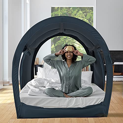 LEEDOR Bed Tent Dream Tents Bed Canopy Shelter Cabin Indoor Privacy Warm Breathable Pop Up Twin Size for Kids and Adult Patent Pending PitchBlack(Mattress Not Included)