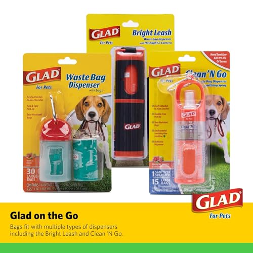 Glad for Pets Dog Waste Bags, Lavender Scent - Leak Proof and Strong Disposable Dog Poop Bags for Dogs, Easy Tie Handles for Clean Up, Scented Doggie Bag Rolls, 120 Count