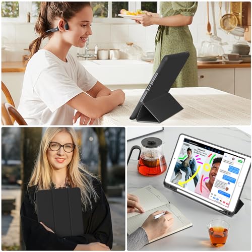 JKSML Case for iPad 6/5 9.7 Inch, Case with Pencil Holder for iPad 6th/5th Generation 2018/2017, Soft Protective Case, Auto Wake/Sleep, Black