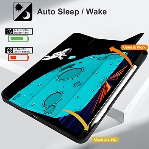 TWOLSKOO Case for iPad Pro 11-inch 4th Generation 2022, [Built-in Pencil Holder] Trifold Stand & Auto Wake/Sleep, Shockproof Cover Soft Back Shell, Also Fit iPad Pro 11" 3rd/2nd/1st Gen, Ink