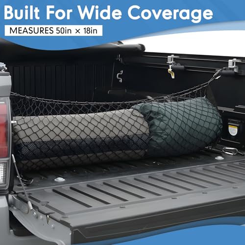 LINKCRO Truck Bed Cargo Net for Pickup Truck Bed - Premium Truck Bed Net for Trunk Organizers and Storage - Trunk Mesh Cargo Net for Chevrolet Silverado, FT150, GMC