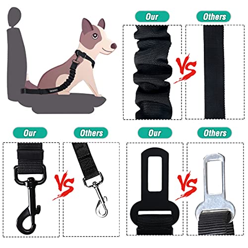 COOYOO Dog Seat Belt,3 Piece Set Retractable Dog Car Adjustable Seatbelts for Vehicle Nylon Pet Safety Heavy Duty & Elastic & Durable Car Harness for Dogs
