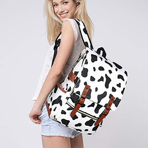Xinveen Vintage Laptop Backpack, Cute Cow Spot College School Backpack Travel Daypack Casual Business Rucksack