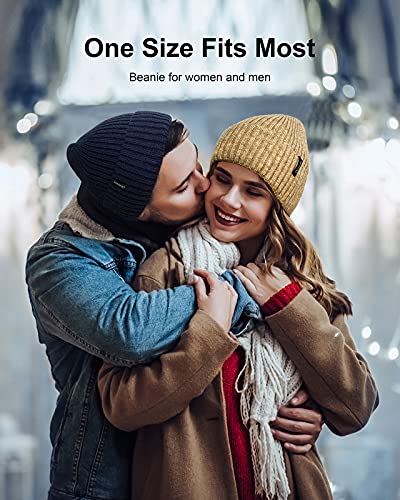 Ocatoma Beanie Hat for Men Women Warm Winter Knit Cuffed Beanie Soft Warm Ski Hats Unisex Rose Red