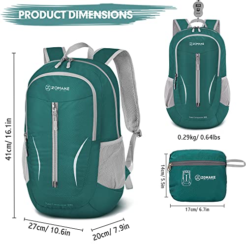 ZOMAKE Ultra Lightweight Packable Backpack 25L - Foldable Hiking Backpacks Water Resistant Small Folding Daypack for Travel(Black)