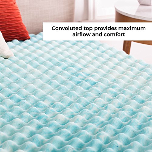 Linenspa 3 Inch Gel Swirl Convoluted Memory Foam Topper +Cover – Improved Airflow –Machine Washable-Cover, Twin XL
