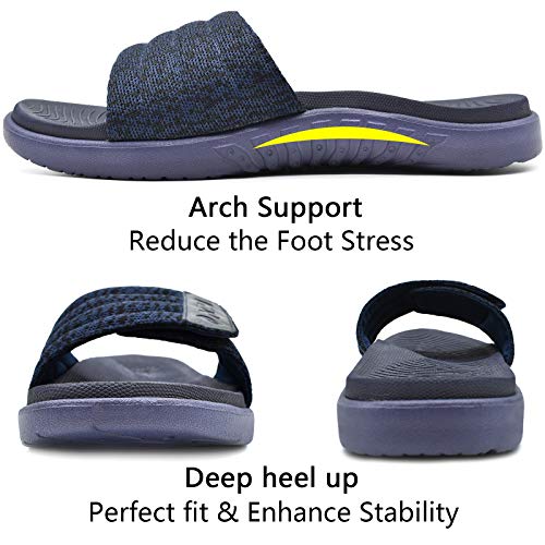 ONCAI Mens Slide Sandals Brown Open Toe Athletic Adjustable Straps Orthotic Plantar Fasciitis Sport Sandals with Soft Cushion Arch Support Footbed Size 14