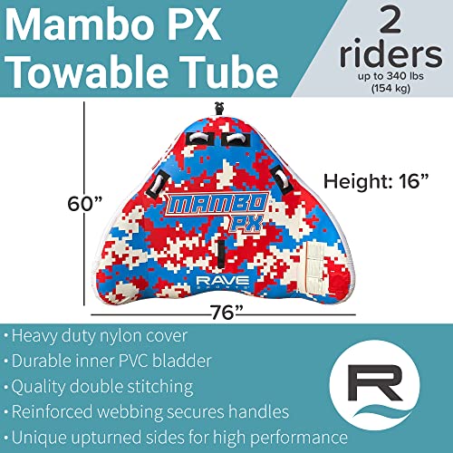 RAVE Sports Mambo Boat Towable Tube - Inflatable Boating Tube for 1-3 Riders