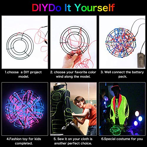 lychee 9ft EL Wire Neon Glowing Strobing Electroluminescent Light El Wire w/Battery Pack for Parties, Halloween Decoration (Pink)