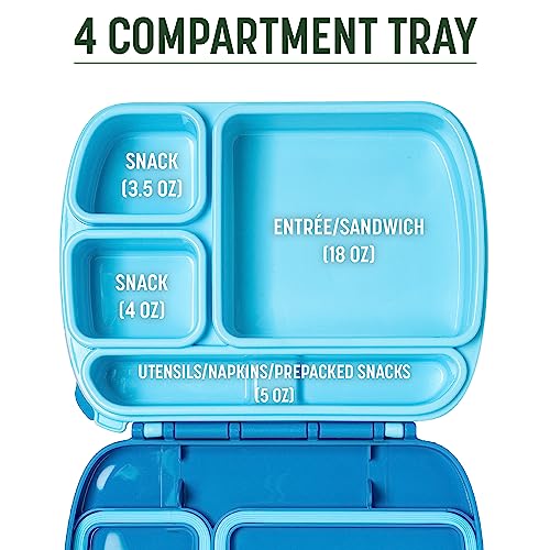 Goodful Stackable Lunch Box Container, Bento Style Food Storage with Removeable Compartments for Sandwich, Snacks, Toppings & Dressing, Leak-Proof and Made without BPA, 56-Ounce, Blue