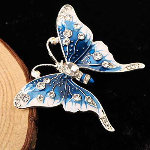 FEELMEM Crystal Rhinestone Butterfly Brooch Pin Blue Color Butterfly Brooches for For Women Girls Wedding/Banquet/Birthday Party (red)