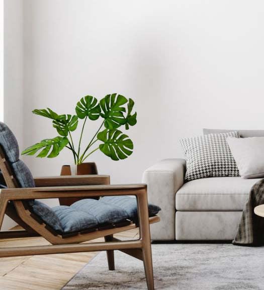 Mythlty 2 Artificial Tropical Monstera Plants Real Touch for Pot or in Vases Fake Plant with Stems and Roots Faux Greenery Wall Decor for Indoor Outdoor Home Office (Monstera)