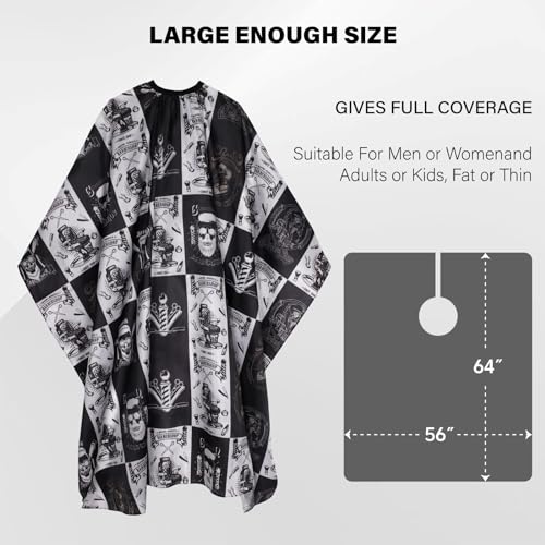 Waterproof Hair Cutting Cape Barber Cape Haircut Cape with Adjustable Snap Closure Hair Cape for Haircuts Salon Cape for Hairstylist Barber Accessories Barber Tools (64" x 56")