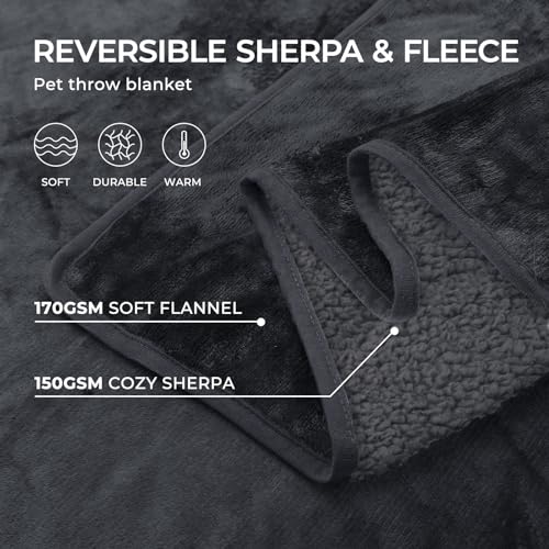 Luciphia Waterproof Blanket for Large Dogs Liquid Proof Furniture Protector Washable Pet Reversible Bed Cover for Couch Soft Sherpa Fleece Cat Blanket Light Grey Small（40" x 28"）