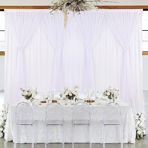 White Tulle Backdrop Curtain 5ft x 7ft Wedding Photo Drape for Backdrop 2 Layers Sheer Curtains for Baby Shower Birthday Party