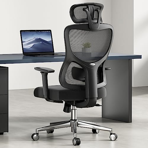 Soohow Ergonomic Mesh Office Chair, Computer Desk Chair Ergonomic, High Back Office Chair with Headrest, Adjustable Lumbar Support and 3D Armrests,Blue.
