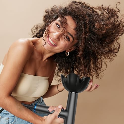YAPOY Professional Hair Dryer with Diffuser Fast Drying 200 Million Ionic Blow Dryer with 110, 000 RPM High-Speed No Heat Damage Intelligent Thermo-Control Low Noise Black