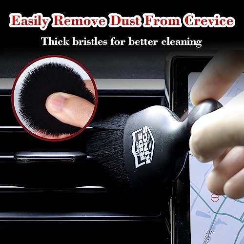 RIDE KINGS Car Cleaning Brush,Dust Brush Clean Tool with Cover,Interior Car Dashboard Cleaner Soft Bristles for Leather,Engine Compartment,Air Conditioner,Vents,Panels & Computer (Black)|1pack