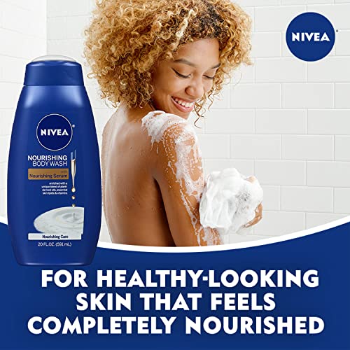 NIVEA Nourishing Moisture Collection Skin Care Set, Nourishing Care Body Wash, 20 Fl Oz Bottle + Body Lotion, 13.5 Fl Oz Bottle + Hand Cream, 2.6 Oz Tube + Moisture Lip Care Balm, 0.17 Oz Stick
