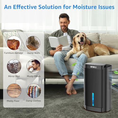 Dehumidifier,95 OZ Water Tank, (850 sq. ft) Quiet Dehumidifier for Basement, Bathroom, RV, Closet, Bedroom with Auto Shut Off, Sleep Mode,7 Colors LED Light, Dehumidifiers for Home (Black）