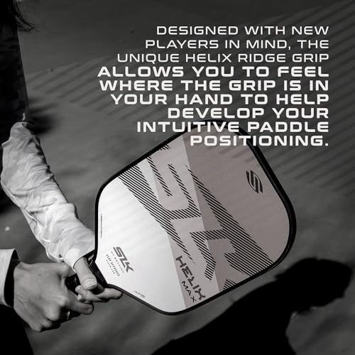 2024 SLK Helix Pro Pickleball Paddle | Carbon Fiber & Fiberglass Hybrid Face | Thermoformed Carbon Fiber Core | Unmatched Control | Legend Gray