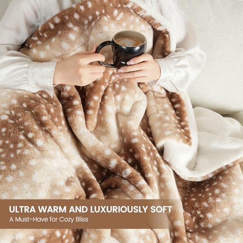 Cozy Bliss Luxury Faux Fur Throw Blanket Leopard Print, Non Shedding Double Sided Sherpa Blankets Super Soft Fluffy Thick Warm Throws Home Decor for Couch Bed Sofa Women