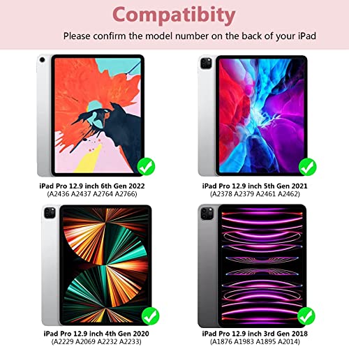 Compatible for iPad Air 13 inch Case Keyboard for iPad Pro 12.9 inch Case with Keyboard Slim Smart for iPad Keyboard Compatible with iPad Pro 6th/5th/4th/3rd Wireless Detachable Pencil Holder Black