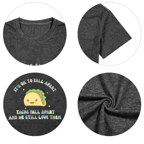 Mental Health Shirt Positive Shirts - Women Motivational Shirt It's Okay to Fall Apart Tee Mental Health Gifts Grey