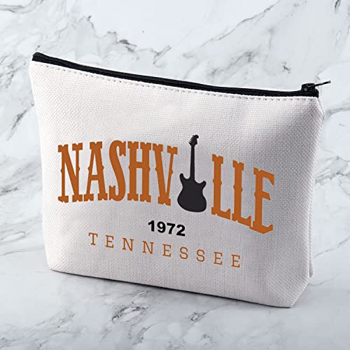 MNIGIU Country Music Cosmetic Bag Nashville Trip Makeup Zipper Pouch Girls Trip Gift Tennessee Gift