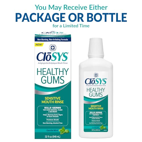 Closys Healthy Gums Mouthwash, Antiplaque and Antigingivitis for Gum Health, Non-Burning, Non-Irritating – 32 Fl Oz (Twin Pack)