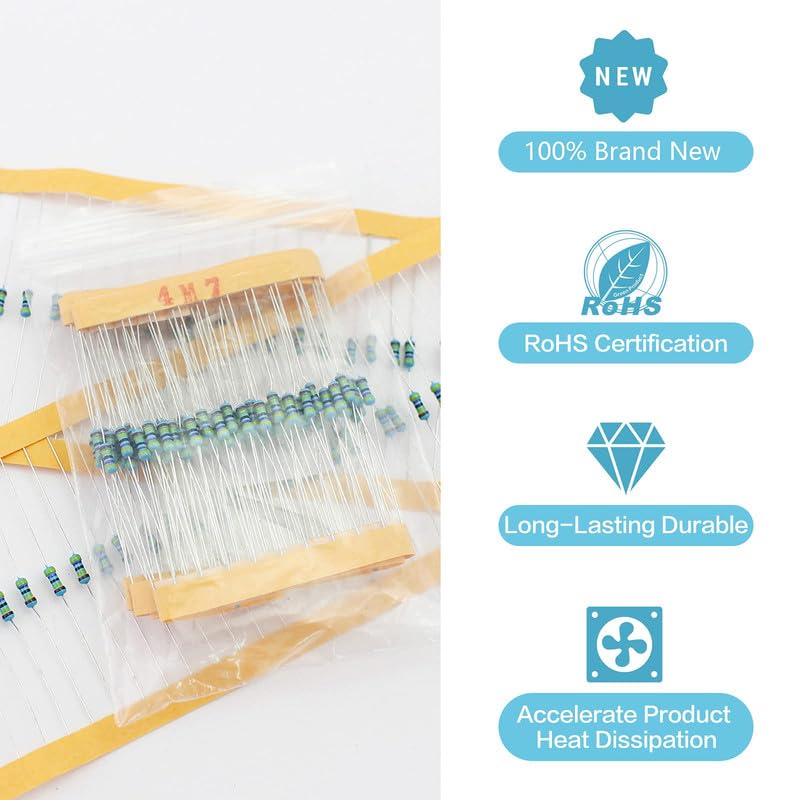 100 Pcs 15K ohm Resistors YIWANSON 0.25 W Metal Film Resistor, Tolerance ±1% 1/4w Metal Film Fixed Resistor for Repair Electronic Systems, Repair Cars, Audio Components (15K)