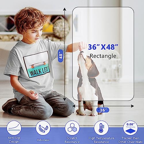 Office Chair Mat for Hard Wood Floors, 36 x 48 inches Clear Floor Mat for for Rolling Chairs, Heavy Duty Wood/Tile Floor Protectors for Home Office, Anti-Slip, Easy to Clean