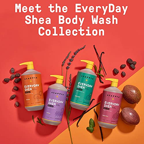 Alaffia - EveryDay Shea Body Wash, Naturally Helps Moisturize and Cleanse without Stripping Natural Oils with Shea Butter, Neem, and Coconut Oil, Fair Trade, Lavender, 32 Fl Oz