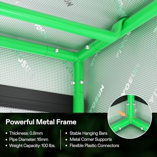 VIVOSUN S223 2x2 Grow Tent, 24"x24"x36" High Reflective Mylar with Observation Window and Floor Tray for Hydroponics Indoor Plant for VS1000