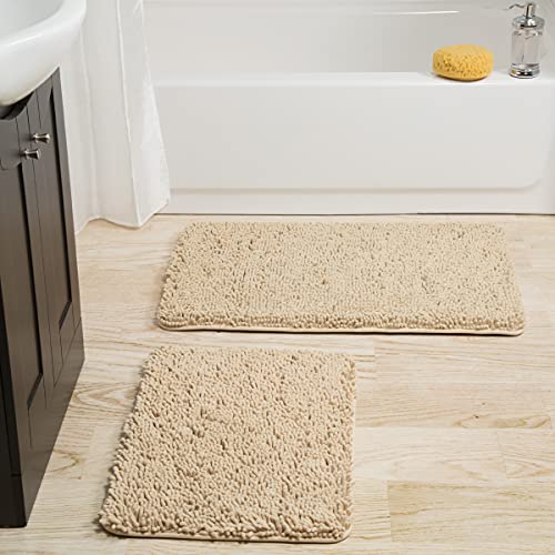Bedford Home Chocolate 2 Piece Memory Foam Shag Bath Mat, 32"x21"x1.25"