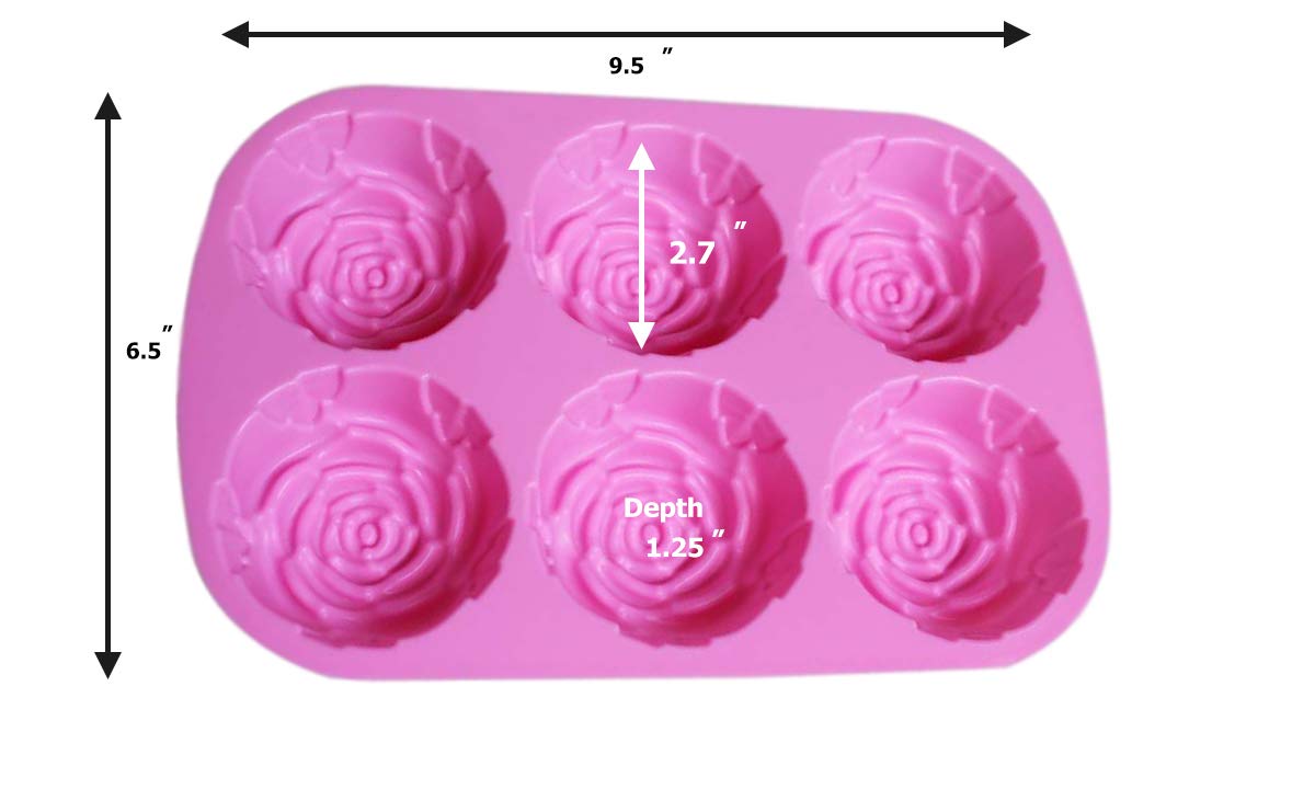 BargainRollBack OTHER MODL 2 Pack of X Large Rose Flower Ice Cube Chocolate Soap Tray Mold Silicone Party Maker (Ships from USA), Pink