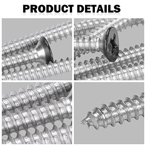 White Head 50 PCS #12X2" Stainless Steel Phillips Flat Head Wood Screws,Stainless Steel 18-8 A2(304) Screw,Home Screw Kit by QISHENG